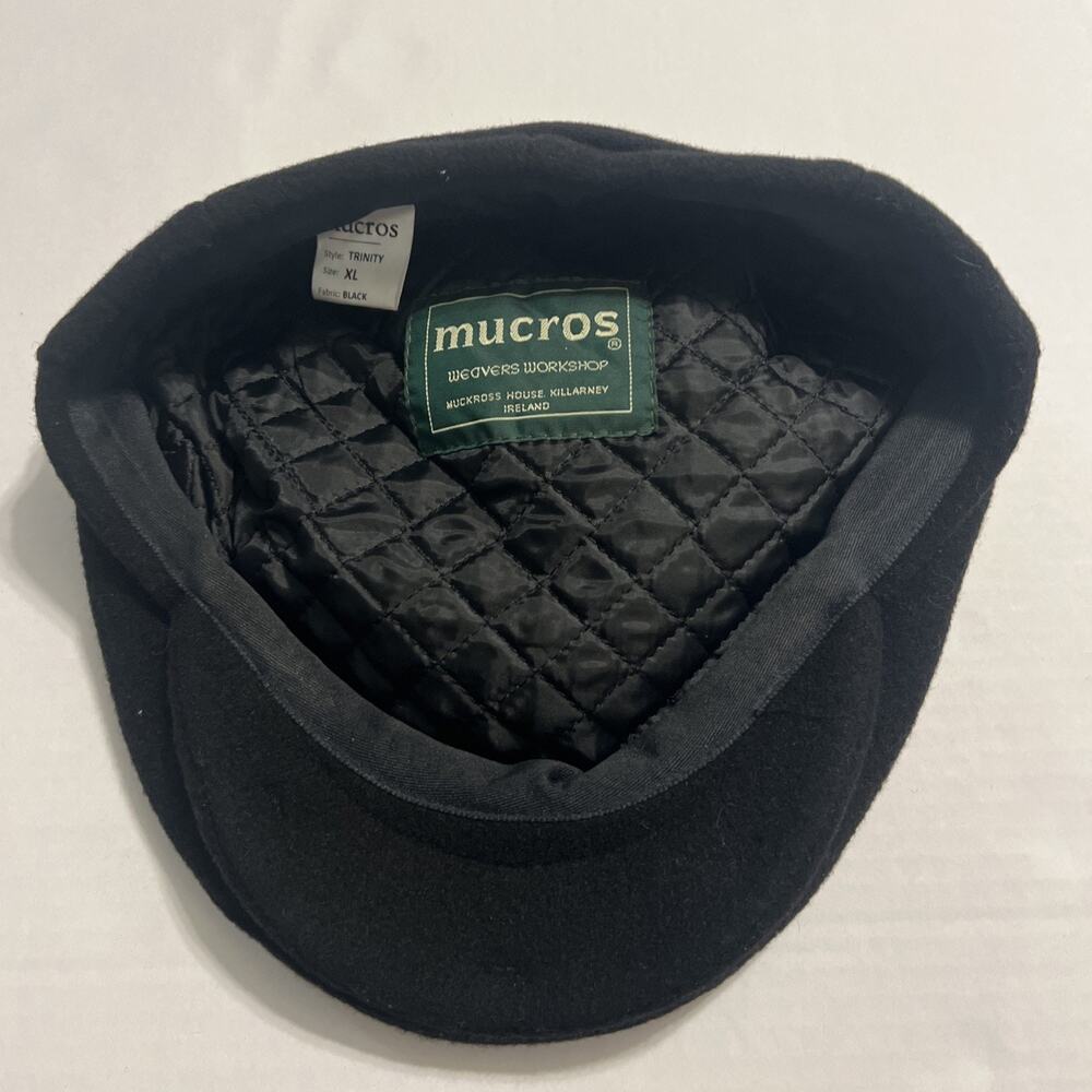 Mucros Trinity Cap XL Black Ireland Weavers Workshop Flat Cap